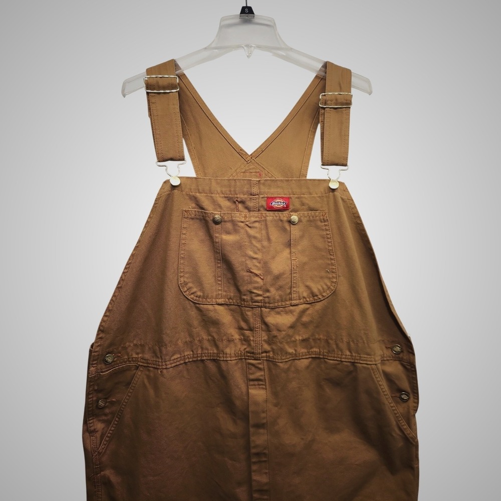 Dickies Bib Overalls Mens 44x32 Brown Duck Canvas Workwear DB100RBD NEW